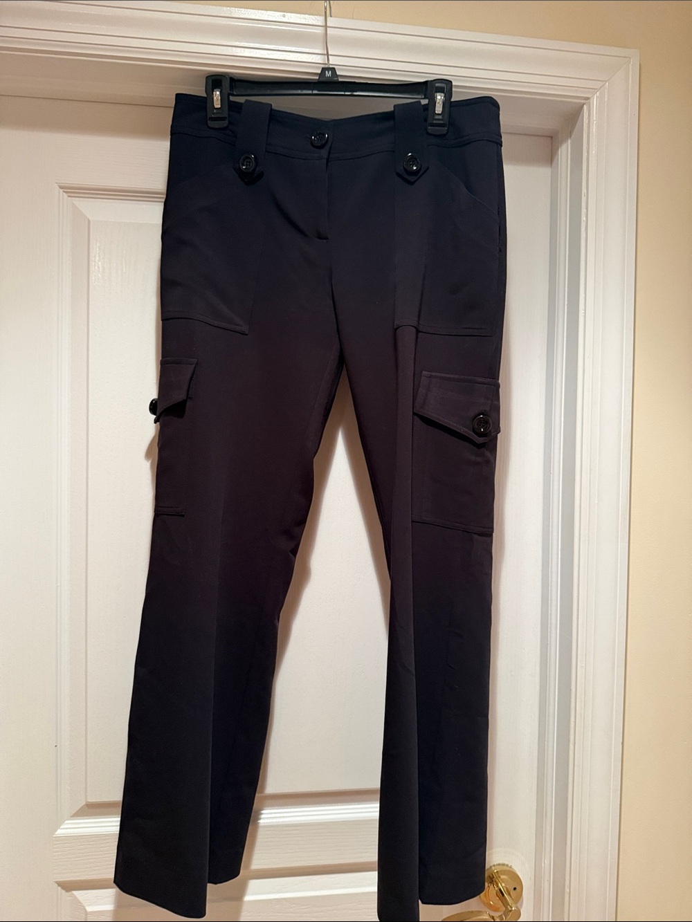 Cache Straight-Leg Black Cargo Detail Pants